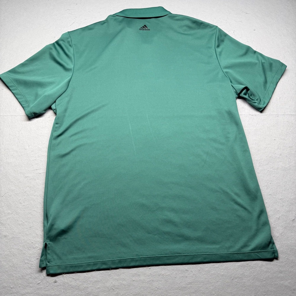 Adidas Polo Shirt Mens Large Green Climacool Golf Short Sleeve 3-Stripe Sport - Picture 7 of 8